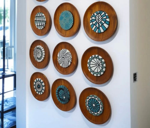 Artisan Carved Wooden Wall Sculpture - Set of 12 Framed Panels | Handcrafted Wall Art Decor