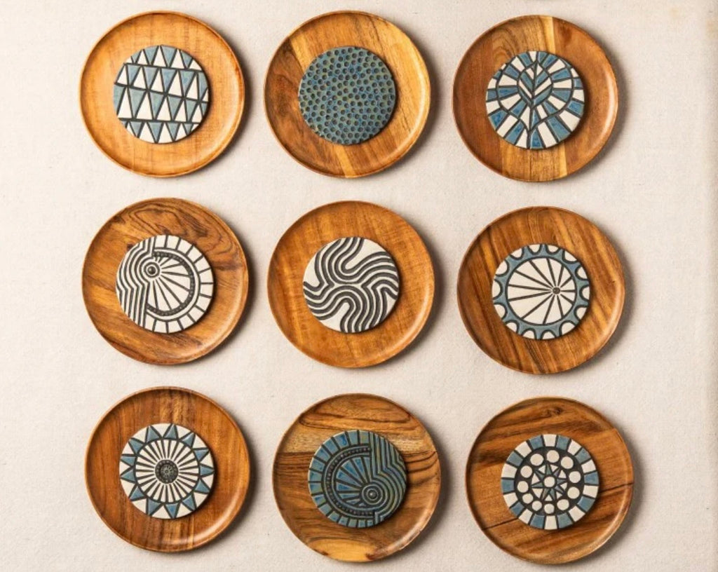 Artisan Carved Wooden Wall Sculpture - Set of 12 Framed Panels | Handcrafted Wall Art Decor