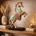 Craftzar Royal Bejeweled Majestic Horse Showpiece Statue For Home Decor | Vastu Symbol Of Power Success | Living Room Office Decor Gift (15x10 Inch)