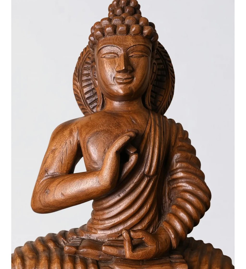 Craftzar Wooden Handicraft Buddha Statue For Meditation & Home Decor 36"