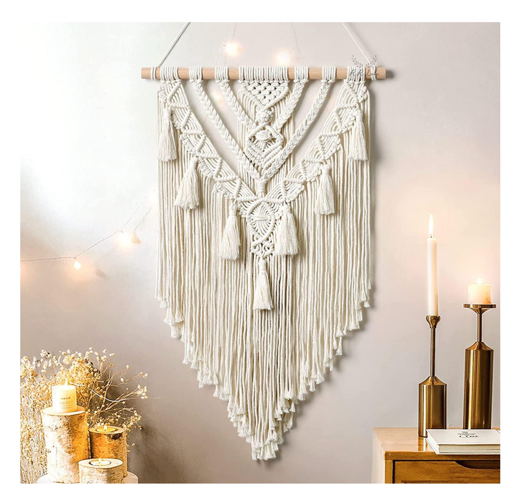 Jaipur Bloom Macramé Wall Hanging — 40×70 cm | Natural Cotton