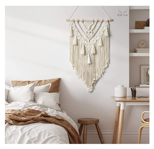 Jaipur Bloom Macramé Wall Hanging — 40×70 cm | Natural Cotton