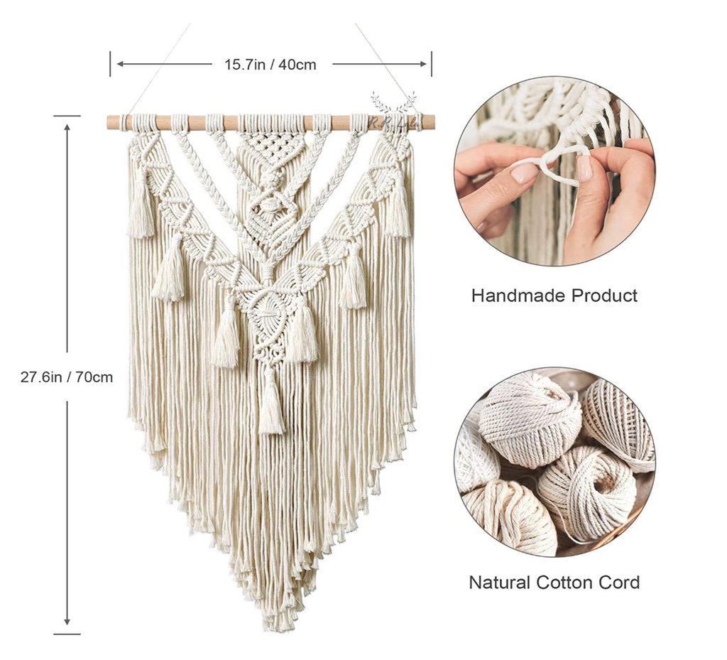 Jaipur Bloom Macramé Wall Hanging — 40×70 cm | Natural Cotton